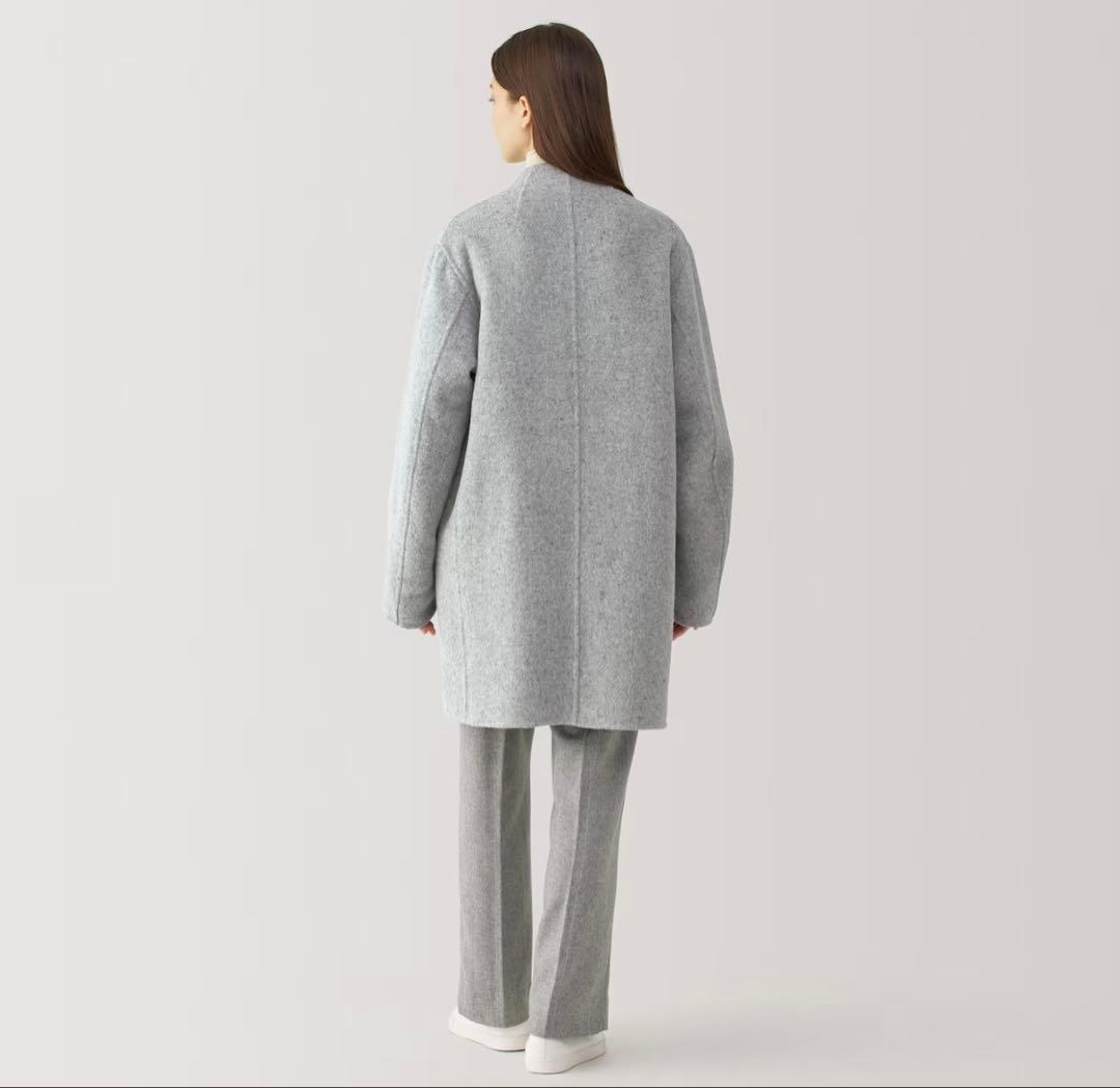 MUJI Labo 婦人　カシミヤ混ノーカラーコート Ｍ　ライトグレー　ムジラボ