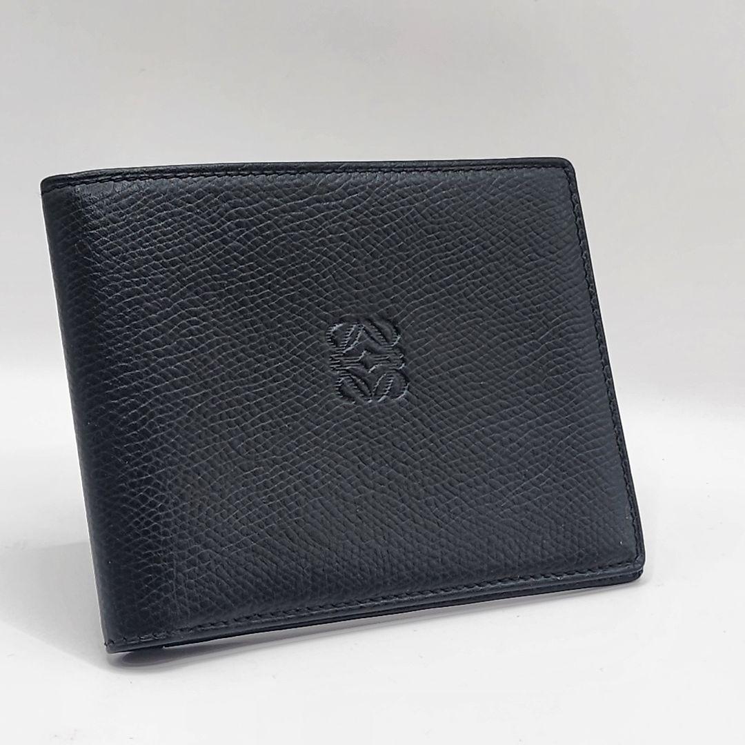 【美品】LOEWE ロエベ アナグラム 二つ折り財布 黒