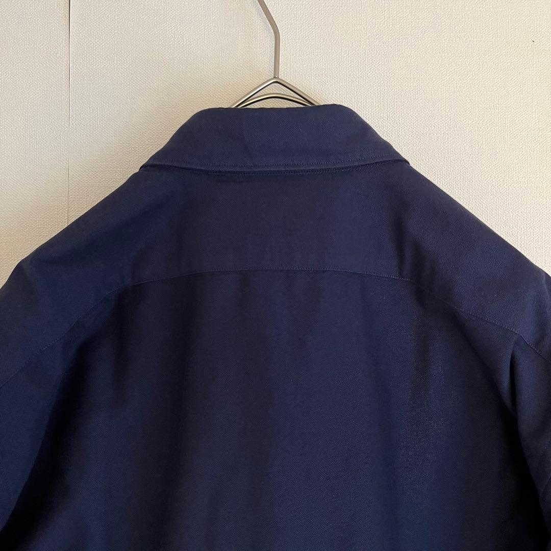 【希少XL★未使用級】ジャンネットワイドスプレッドカラーシャツ★ネイビー刺繍ロゴ