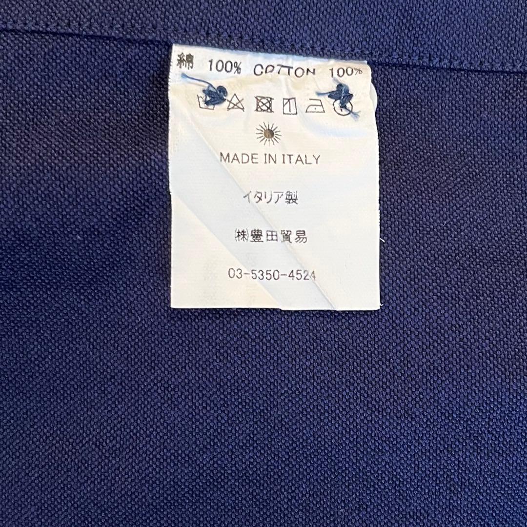【希少XL★未使用級】ジャンネットワイドスプレッドカラーシャツ★ネイビー刺繍ロゴ