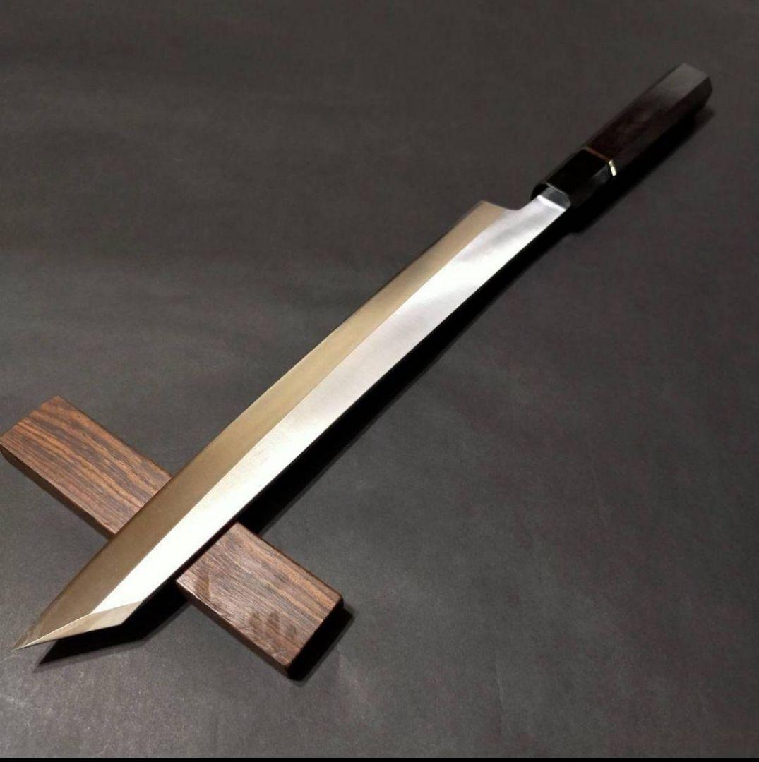 ステン本焼V金10号切付柳刃包丁270mm 黒檀八角柄
