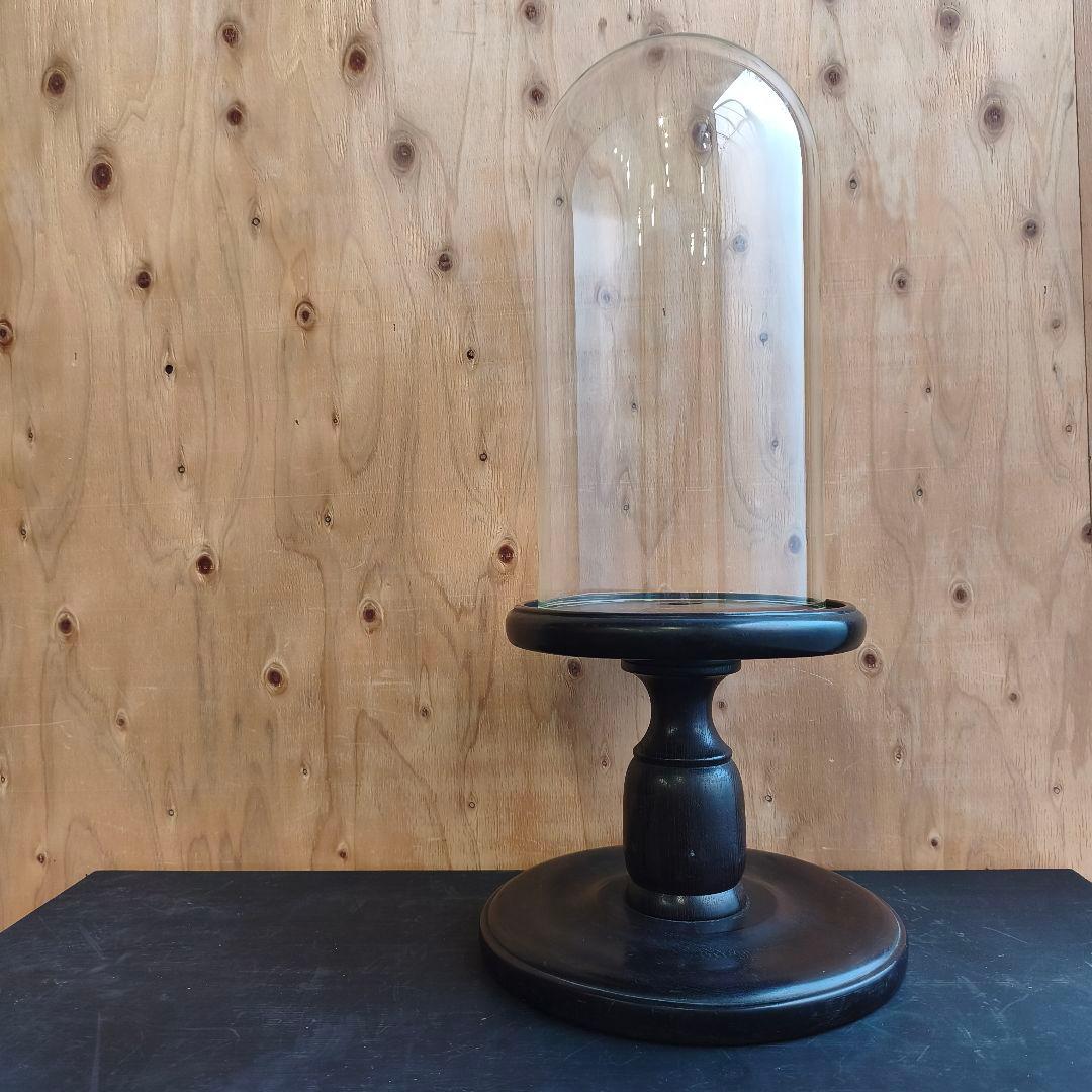 アンティーク ガラスドーム ディスプレイ台 木製台