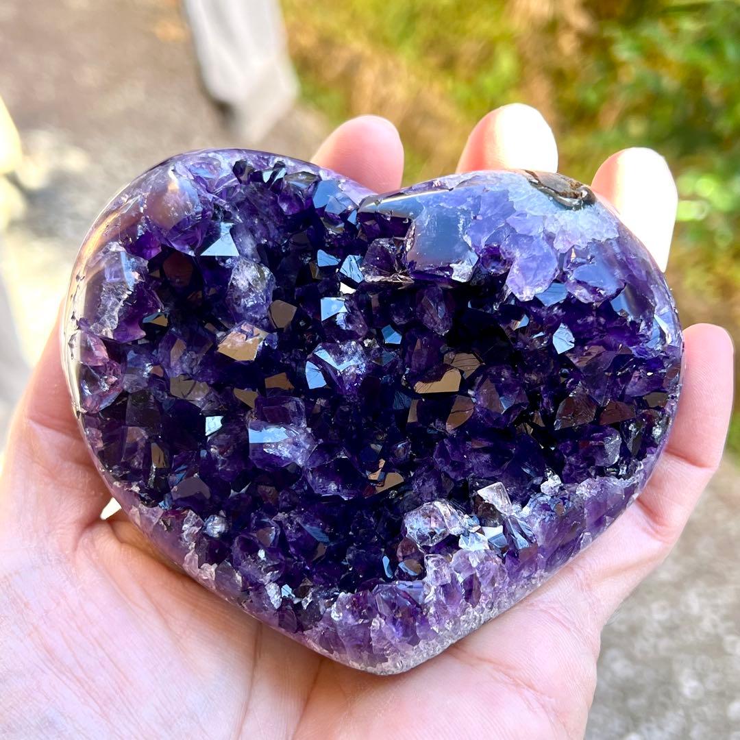 トップクオリティ　ウルグアイ産　アメジストクラスター　ハート型　アメジスト　3