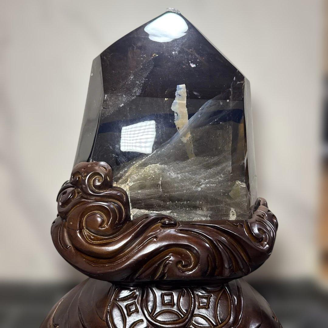 【極上品】山東省産 モリオン原石 台座付 特大