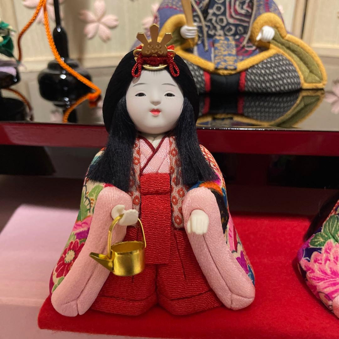 【未使用品】くろちく　とっても可愛い！木目込人形　雛人形　お雛様　東宮五人飾り