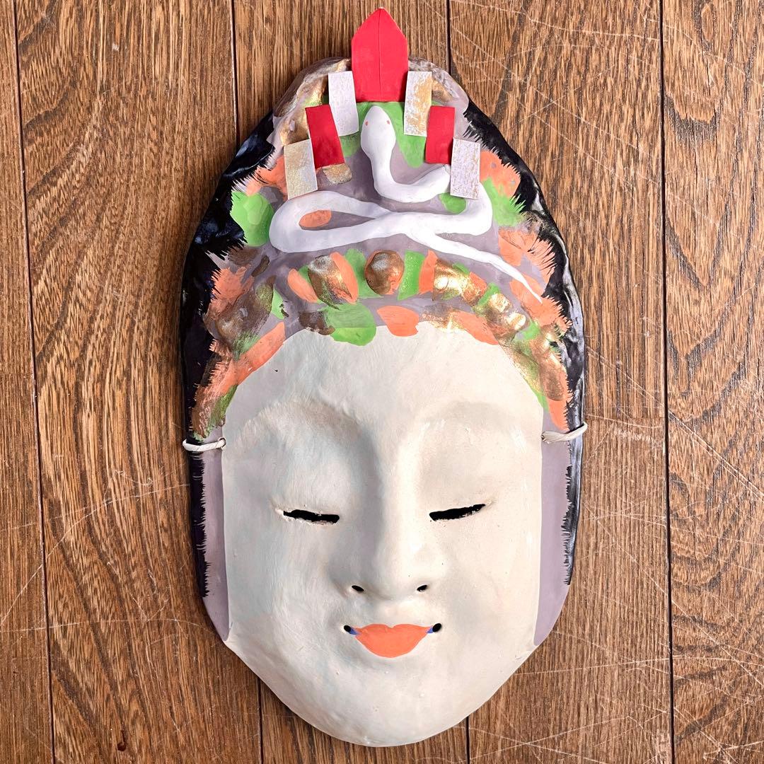 歴史のある古和紙のお面「嵯峨面」 『2025年　干支面（巳・へび）』　藤原孚石作