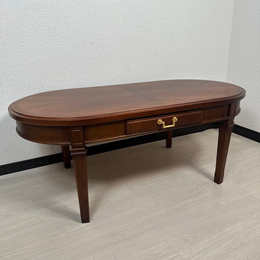 マルニ木工 地中海 センターテーブル 幅112cm 楕円形 引き出し付き※i4※