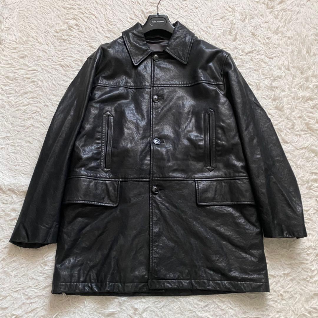 極美品■コモリ　22AW ラムレザー　羊革　ロングコート　黒　大きいサイズ