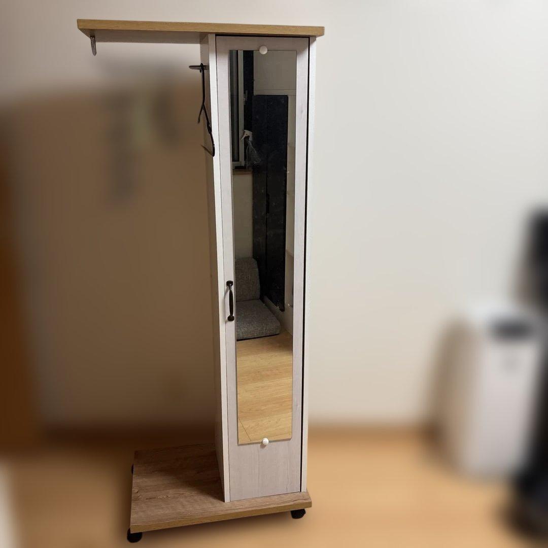 引き取り5000円ハンガーラック キャスター付き 幅60 ミラー付き