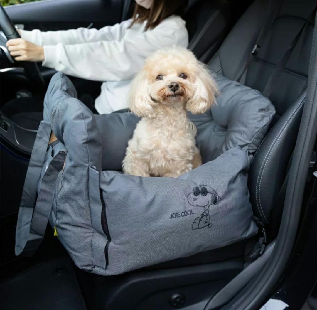スヌーピー　ドライブキャリーベッド　犬用カーシート ペットベッド　ネイビー