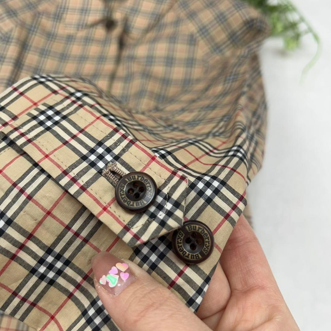 E827 美品 140 バーバリー ひざ丈 シャツワンピース レディース キッズ