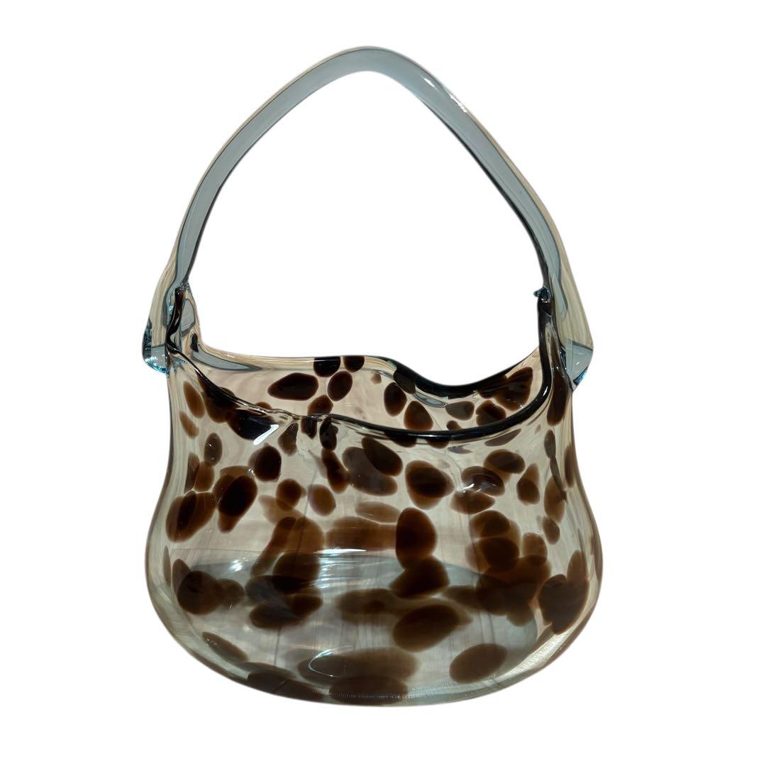 sghr スガハラガラス サック 豹柄 ガラス オブジェ 置物 インテリア