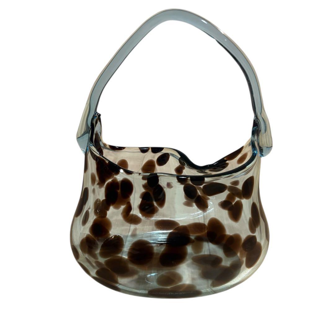 sghr スガハラガラス サック 豹柄 ガラス オブジェ 置物 インテリア