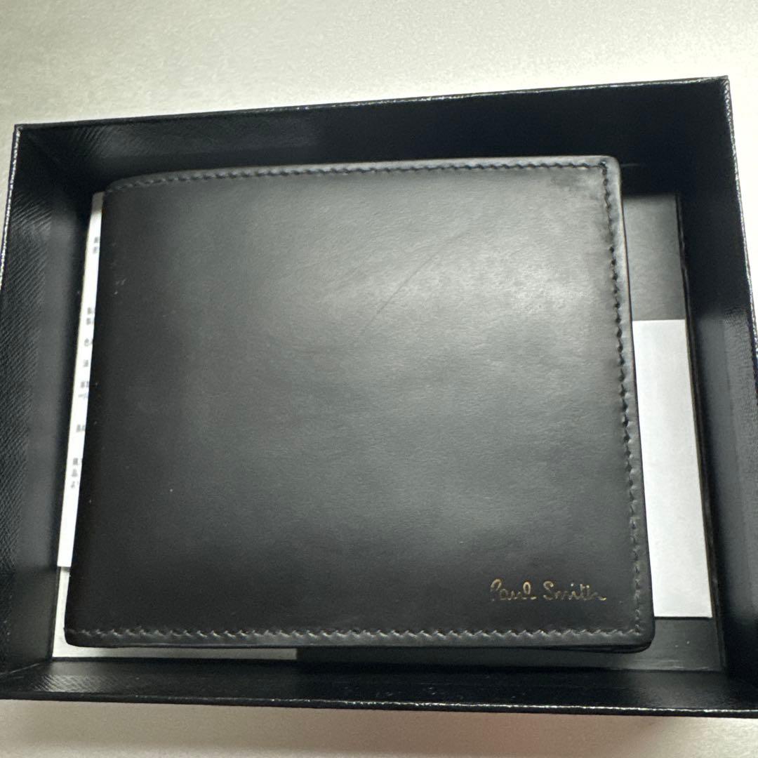 Paul Smithブラックレザー二つ折り財布 イタリア製