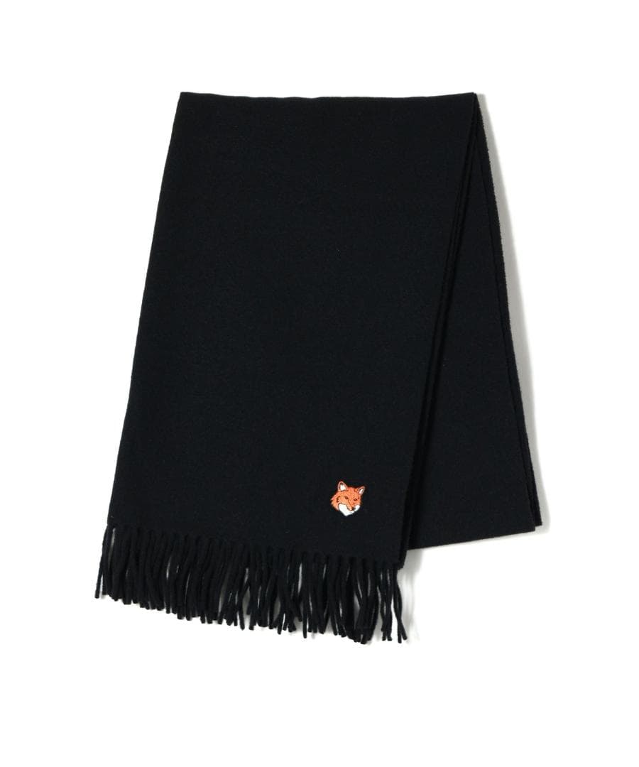 MAISON KITSUNE メゾンキツネ フォックスマフラー　ブラック