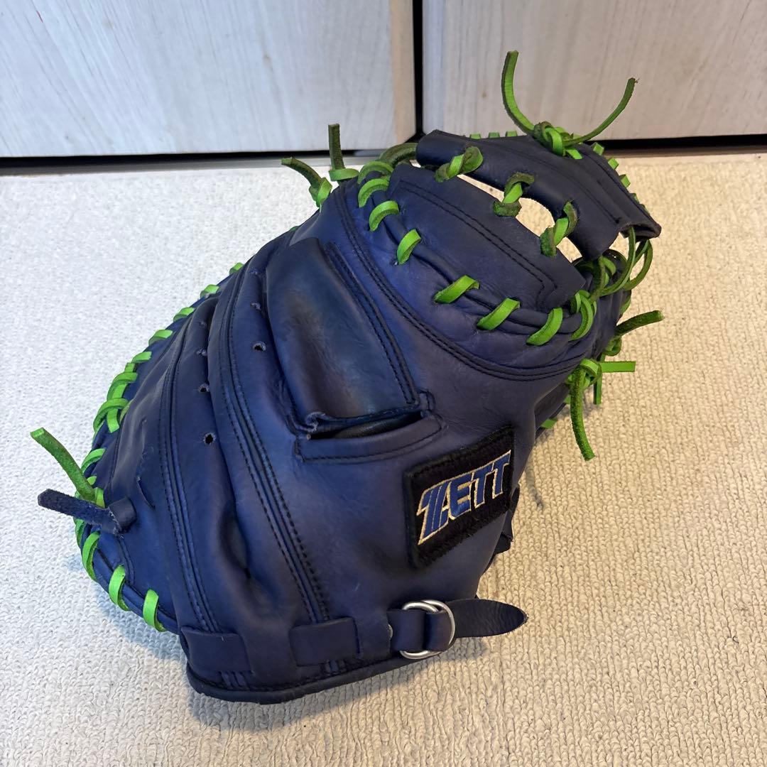 ZETT 軟式一般キャッチャーミット　ネイビー/グリーン　古田敦也モデル
