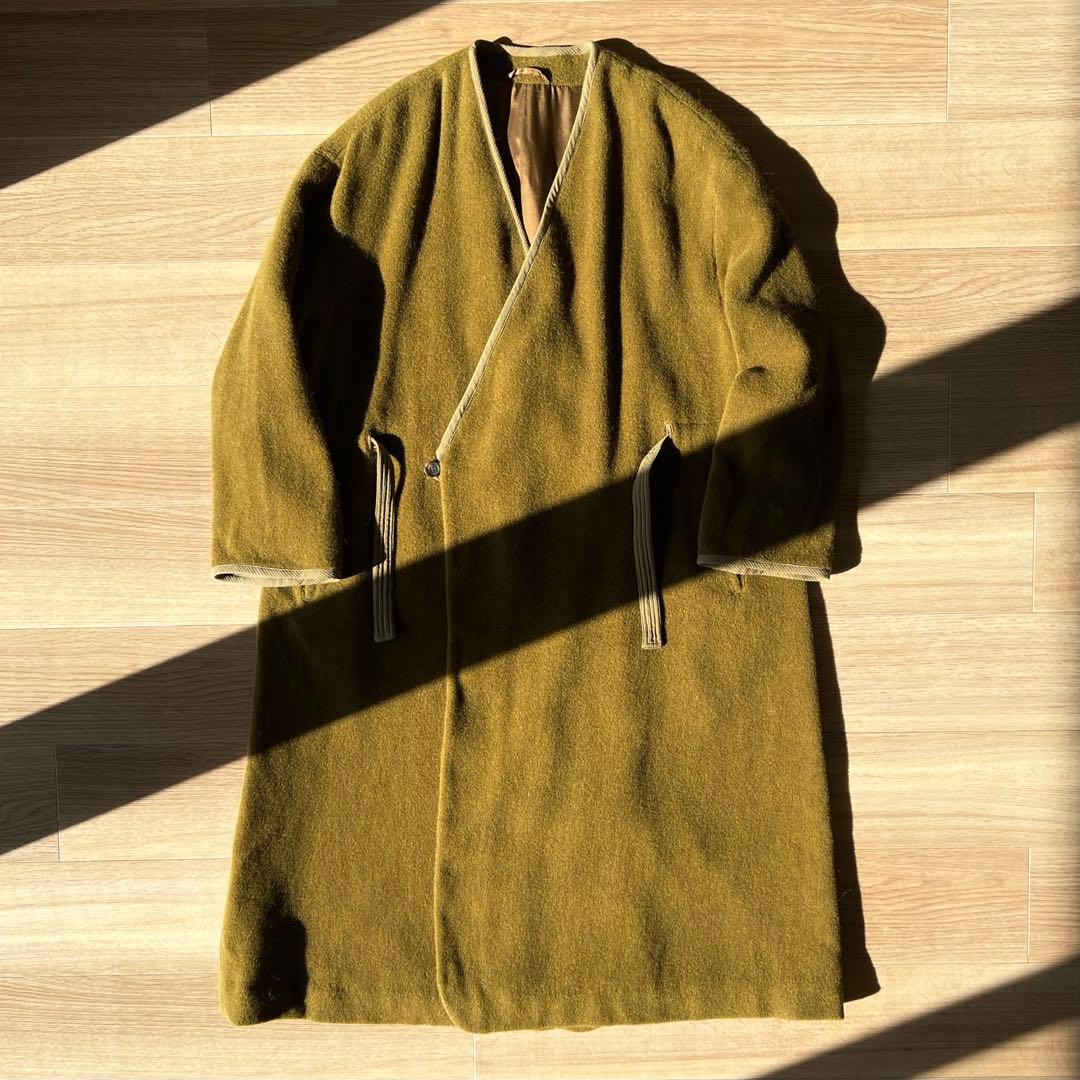 1990FW Giorgio Armani ノーカラー アルパカ ウール コート