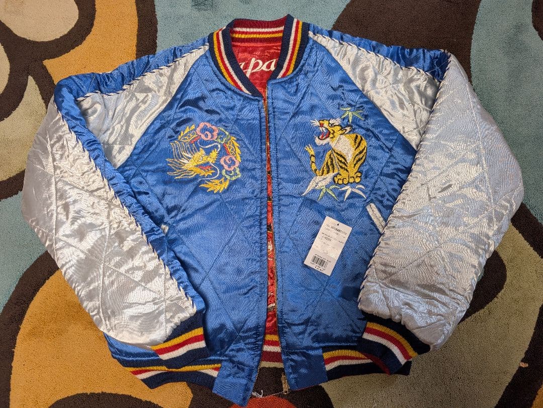 【新品】青虎 刺繍 スカジャン サイズ S 東洋 富士山