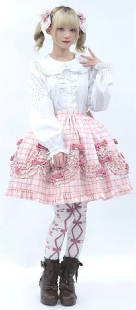 axes femme Chalmiereタータンチェックスカート（ピンク）