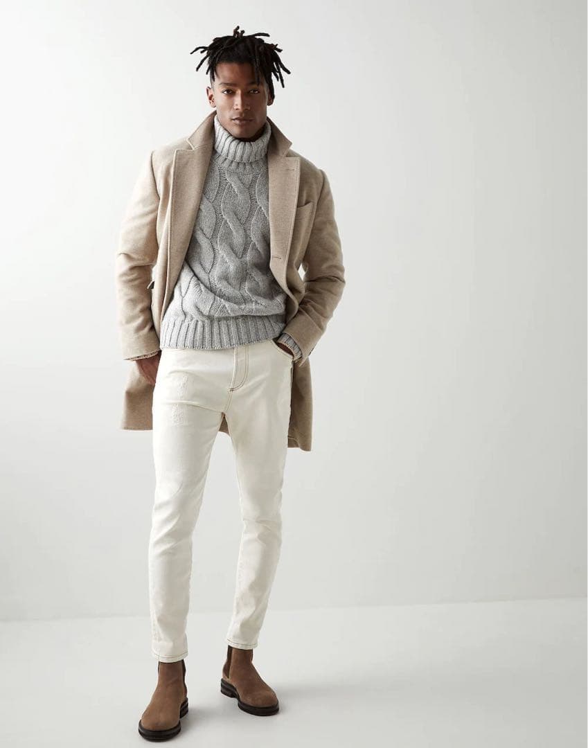 ★最終セール☆ 定価150万円ブルネロクチネリ　チェスターコート ベージュ 48