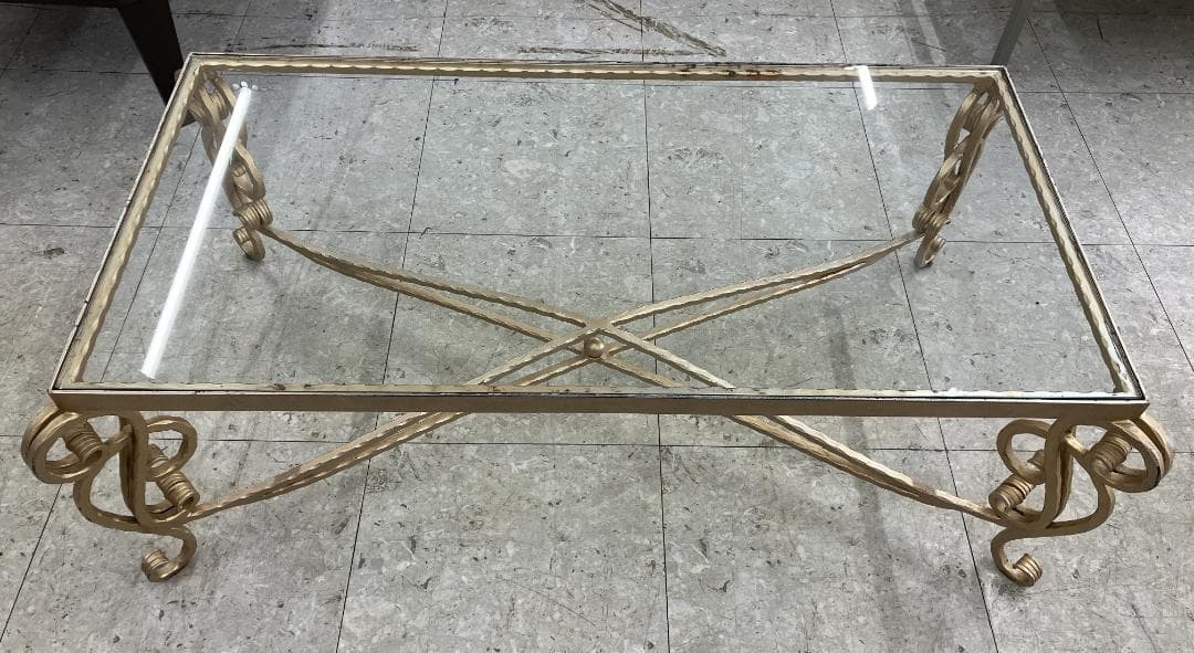 ガラス センターテーブル アイアン脚 ゴールド