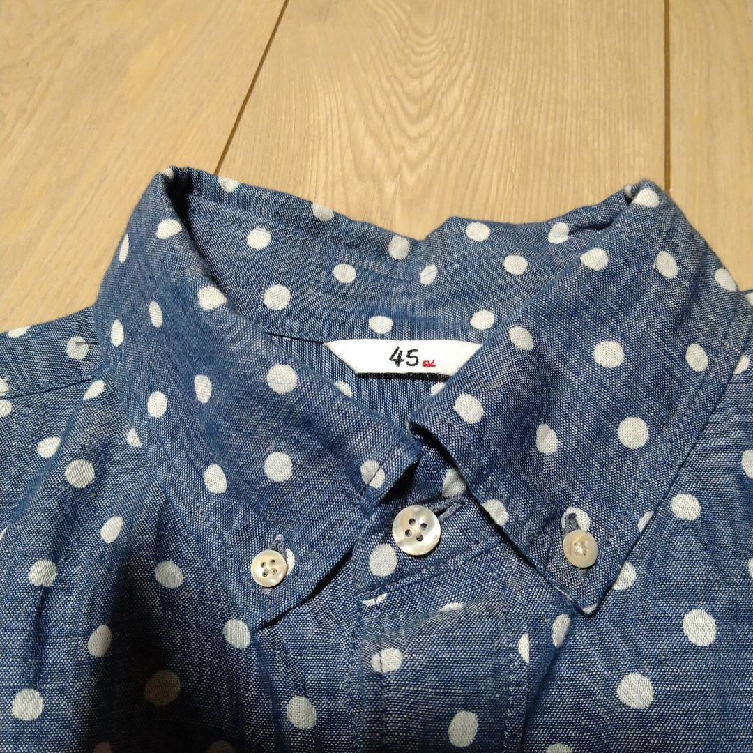 45R デニム　シャツ　ブラウス　リネン　コットン　水玉　サイズ3