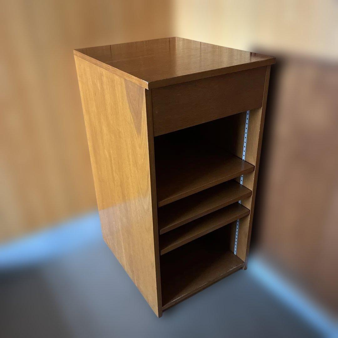 木製オープンシェルフ 4段 引き出し付き