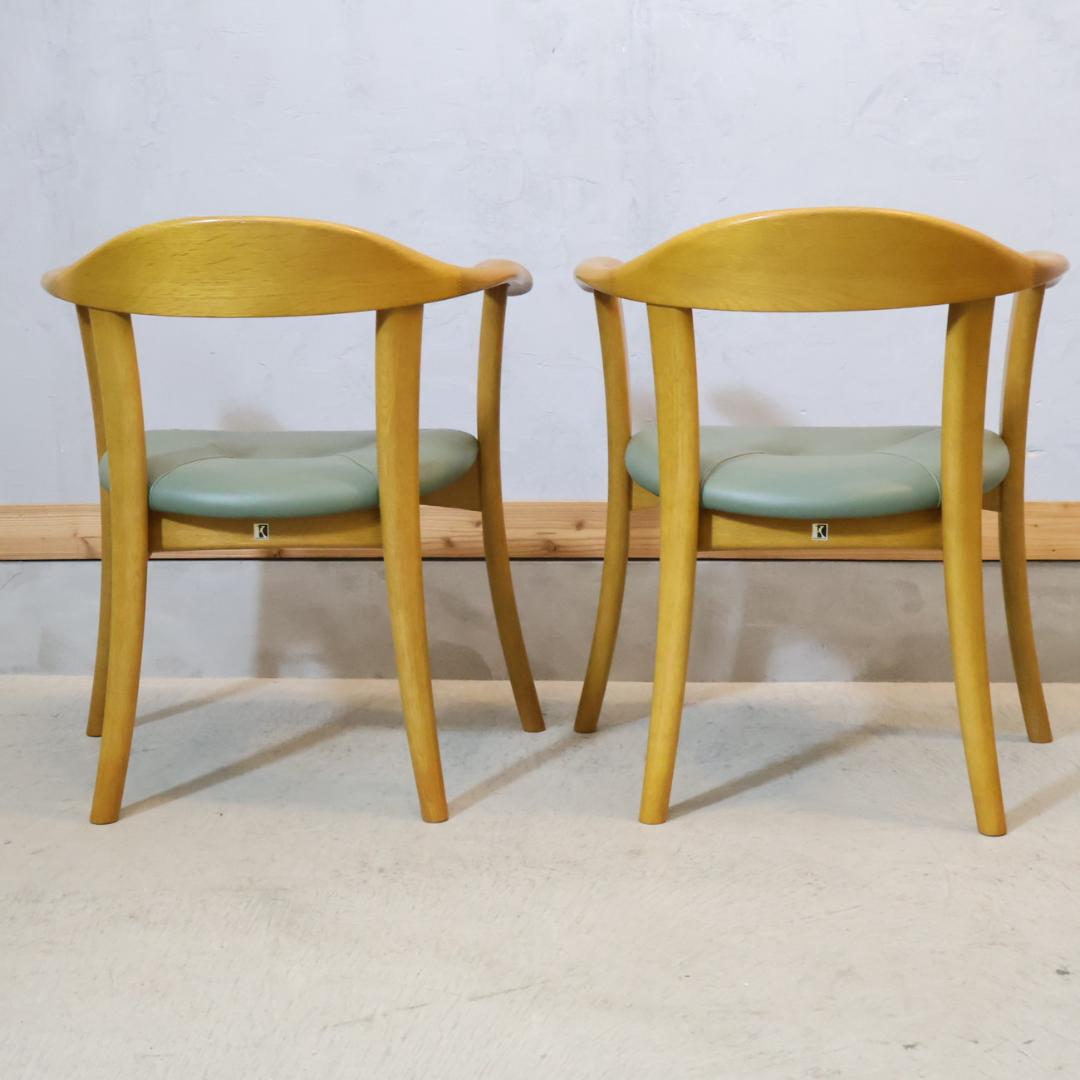 HIDA 飛騨産業 オーク材 ダイニングチェア 2脚セット アームチェア 椅子