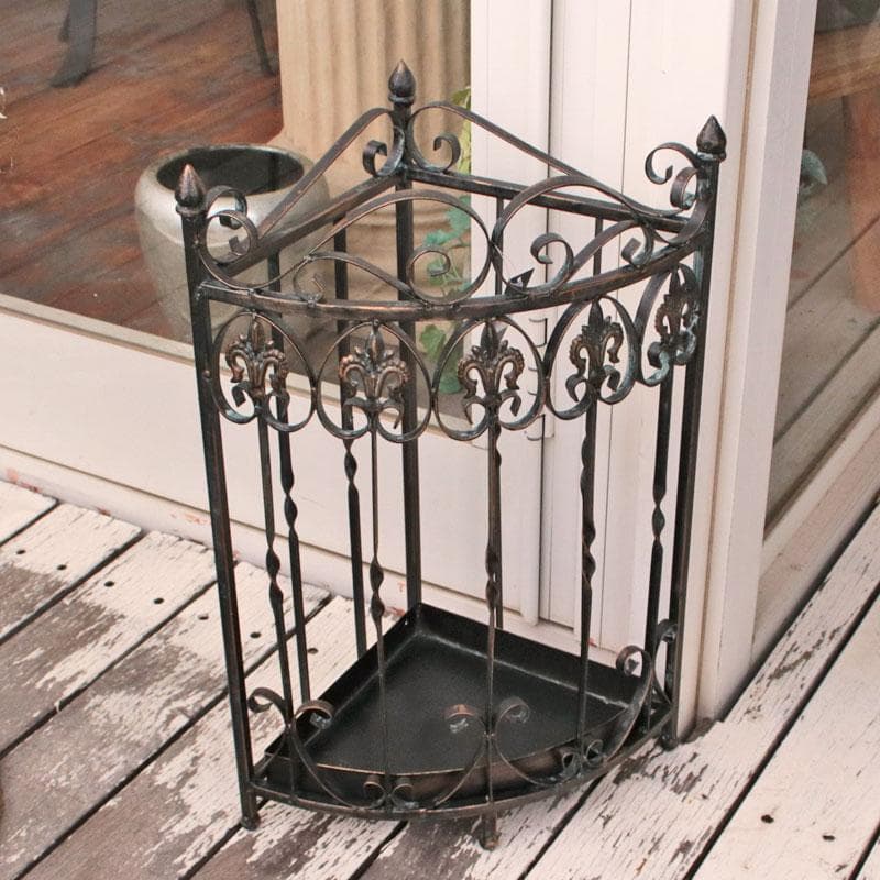 アイアンコーナー傘立て 鉄製 扇形　ロートアイアンシャビーシック 128-512