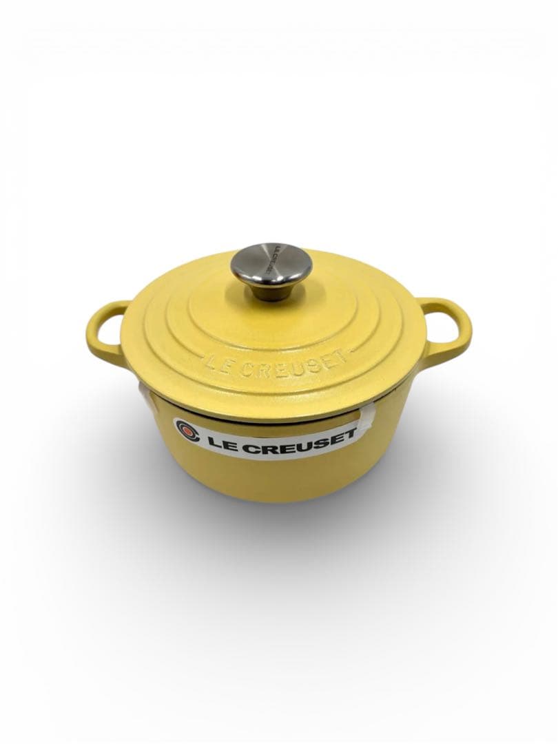 【新品未使用】ル・クルーゼ ココット・ロンド 18cm ミモザ（マットイエロー）