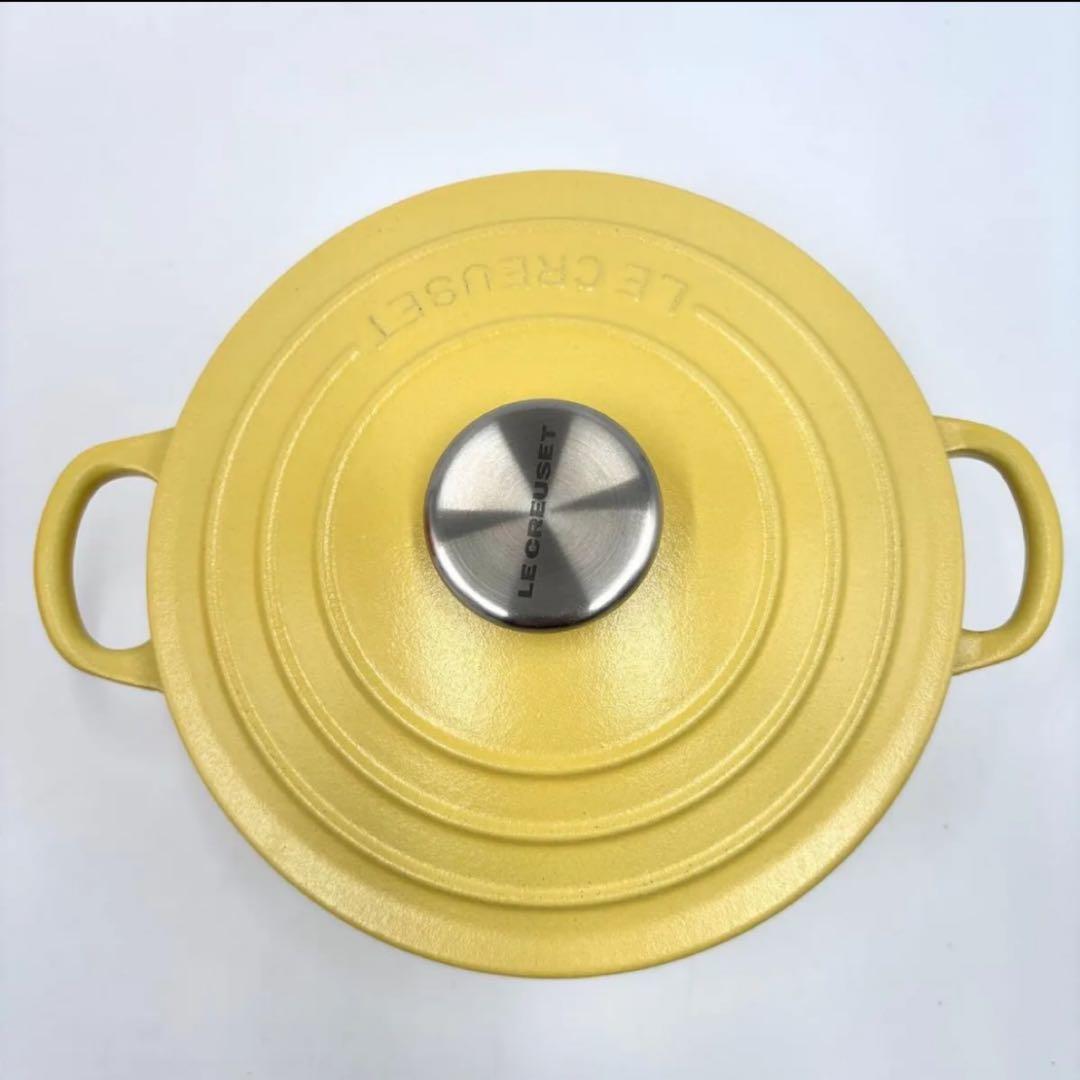 【新品未使用】ル・クルーゼ ココット・ロンド 18cm ミモザ（マットイエロー）