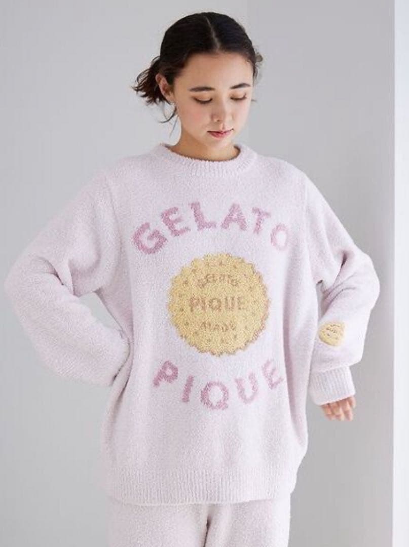 パウダービスケットジャガードプルオーバー　ピンク