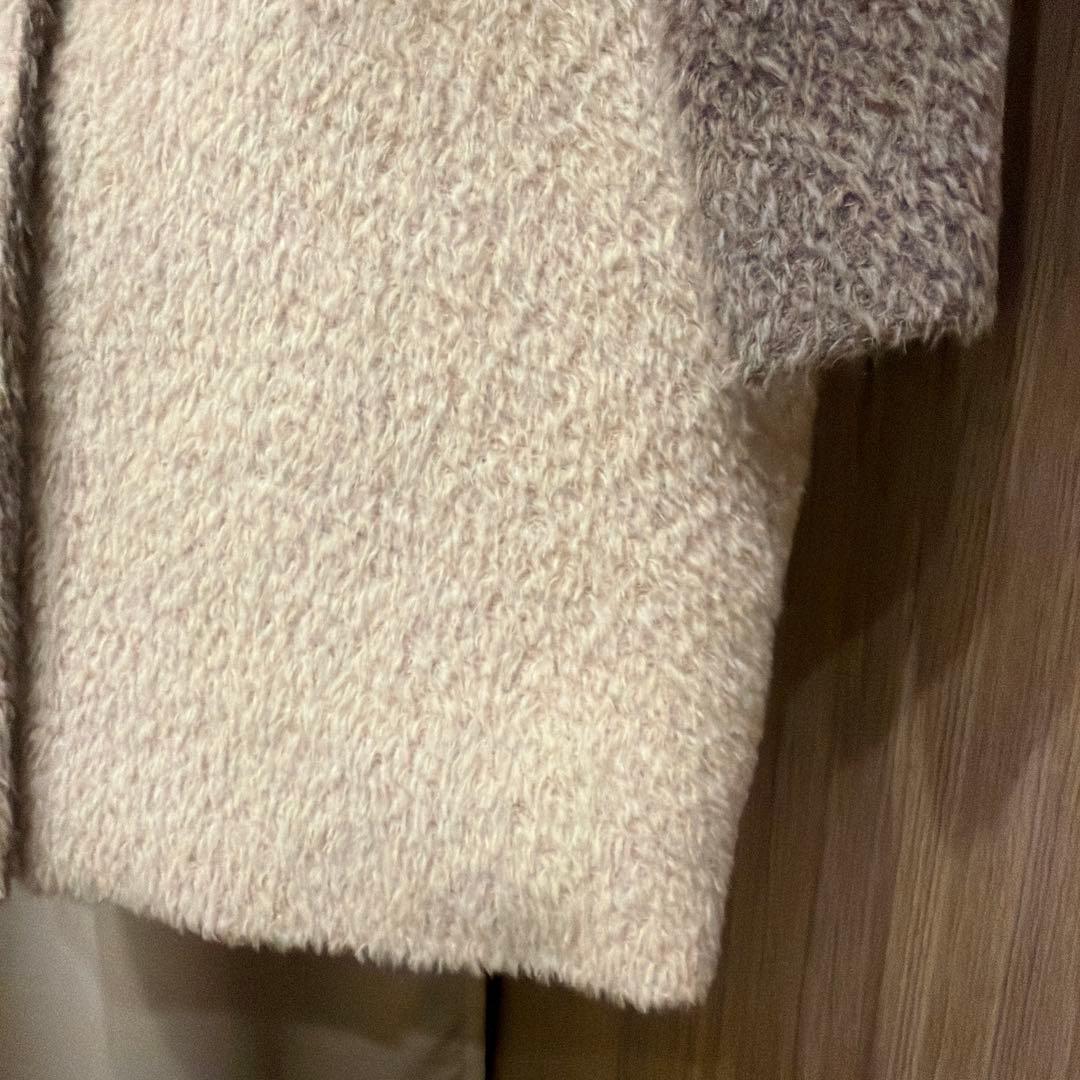 a*i様 超美品MaxMara ボーダー ノーカラー アルパカ ロングコート 4