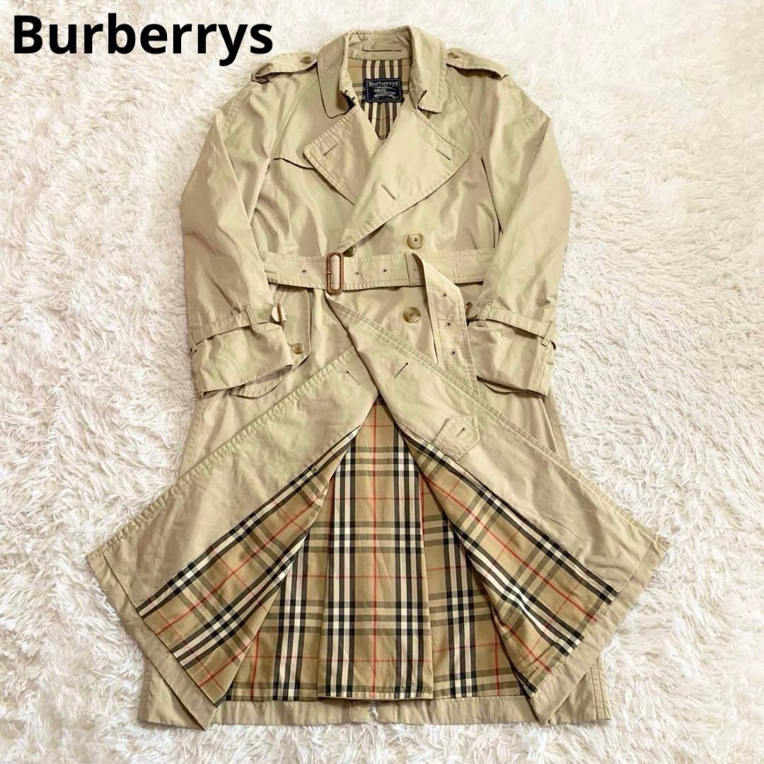 英国製　バーバリーズ　トレンチコート　亜麻色系　ウエストベルト　ノバチェック