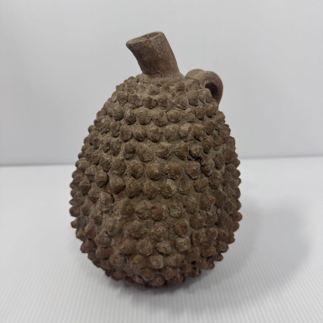 【希少】 アフリカ民芸風 ドリアン 土器 一輪挿し プリミティブアート オブジェ