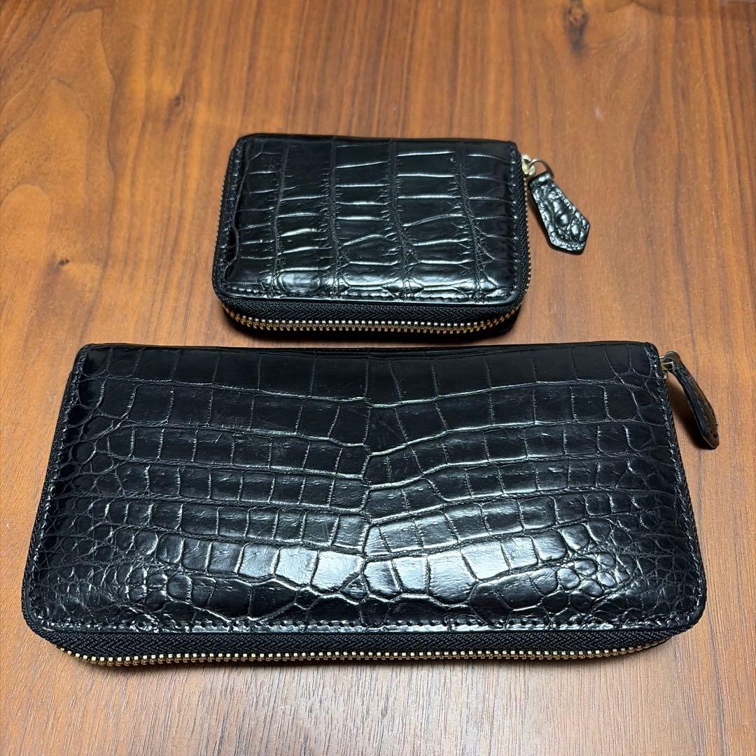 ブラックレザー クロコダイル 長財布
