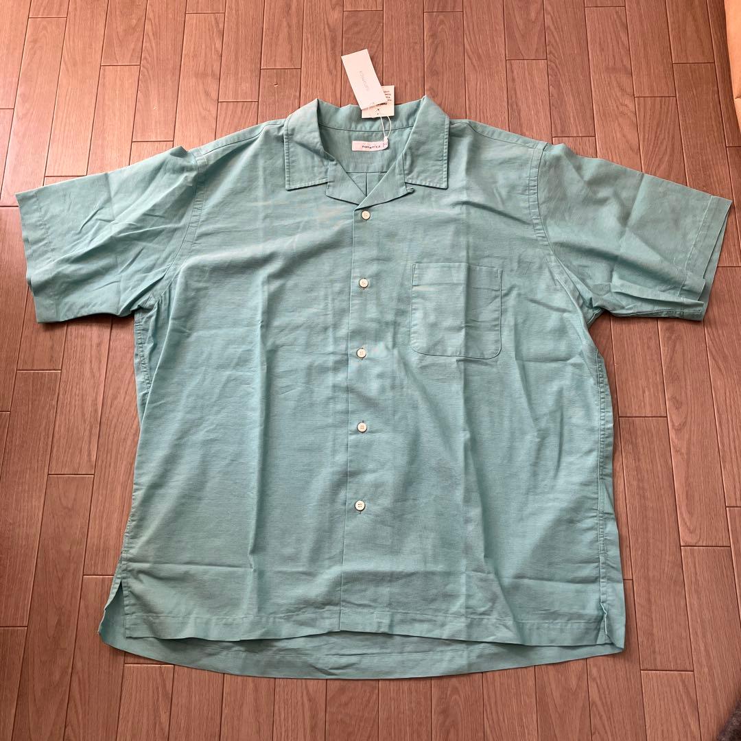 【未使用品】ナナミカ オープンカラーパナマショートスリーブシャツ　ミント