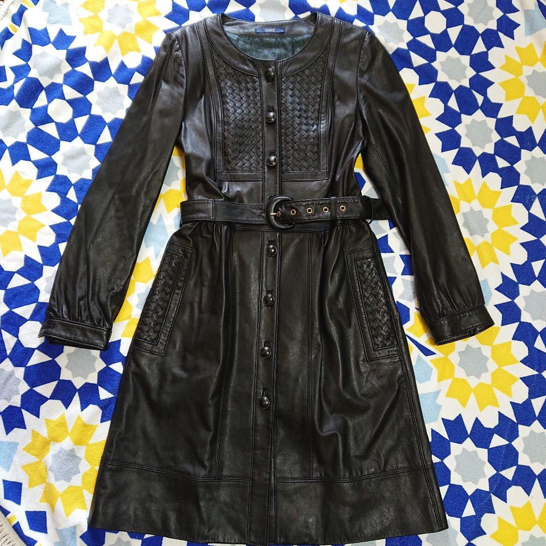 (美品) ロペ　羊革　本革　ロングコート　革ジャン