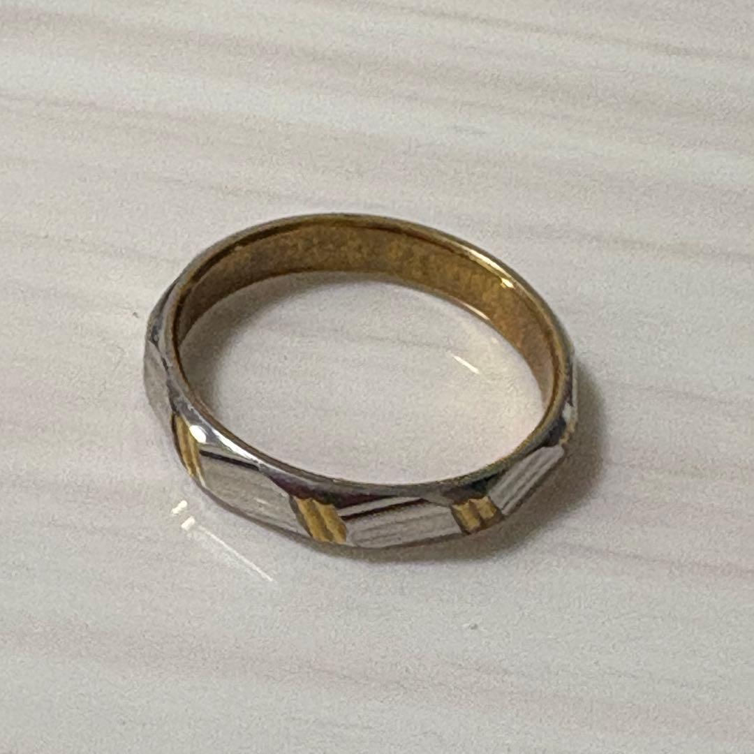 k18 pt900コンビの多角形リング