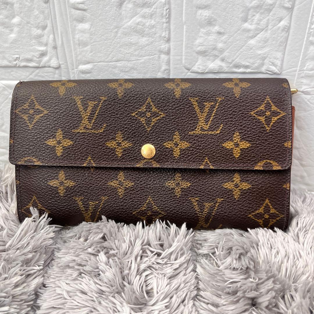 ルイヴィトン　長財布　モノグラム　ポルトモネクレディ　ブラウン