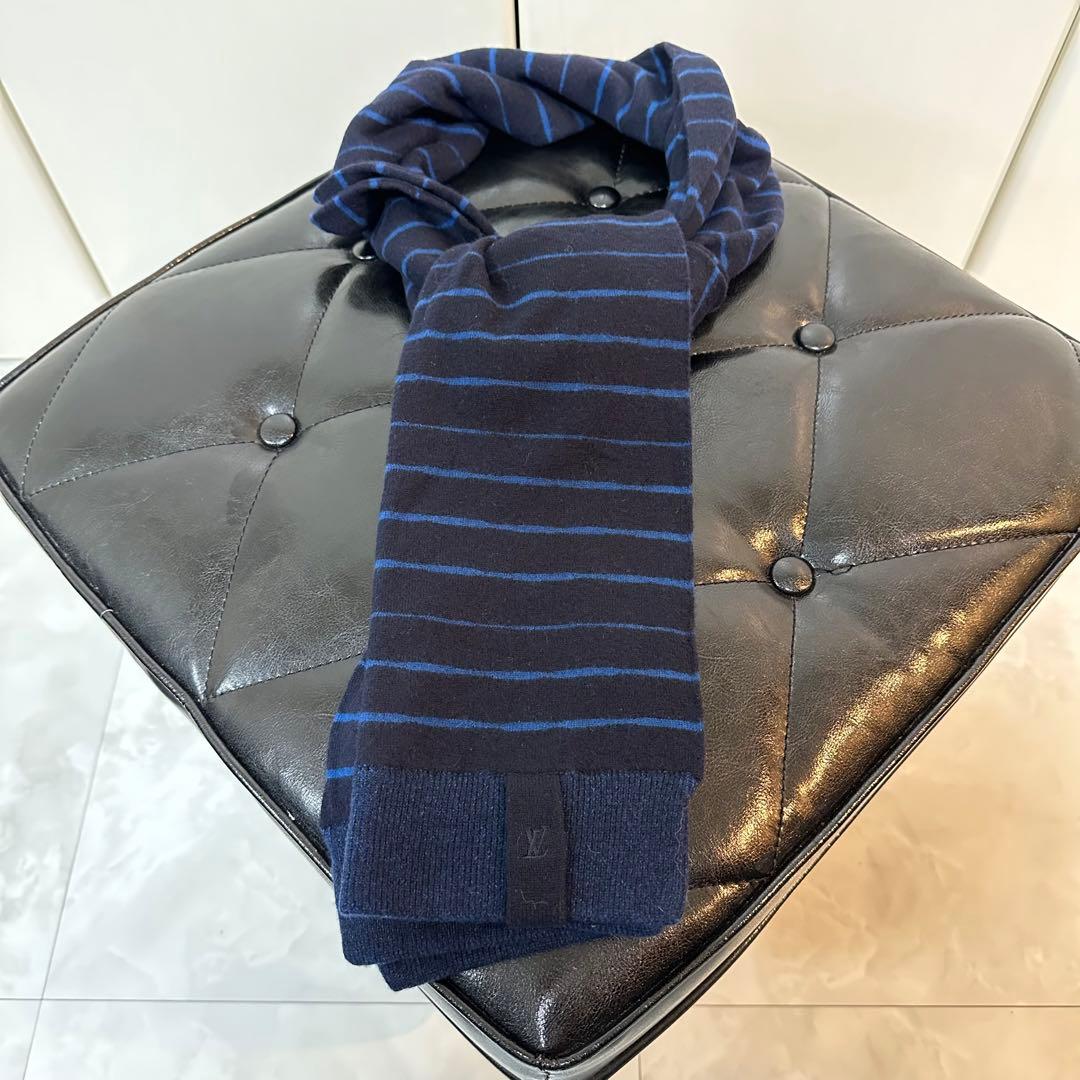 LOUISVUITTON■ボーダーロゴマフラー■LV刺繍■マフラー