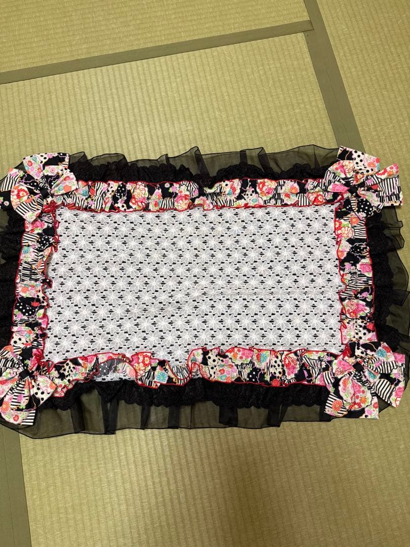 きゃんナナ×イヌフワリ 限定和ロリ風カフェマット＆つまみ細工バレッタのセット