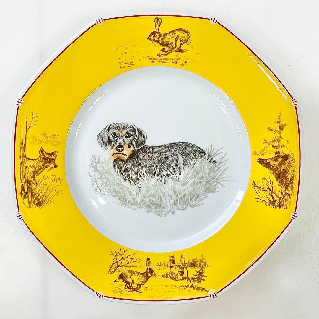 ◎HERMES エルメス シャス イエロー 八角プレート ダックスフンドワイヤー