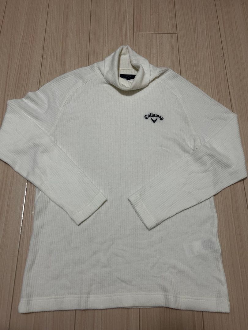 キャロウェイ ゴルフ メンズ タートルネック ニット リブ素材 ホワイト L