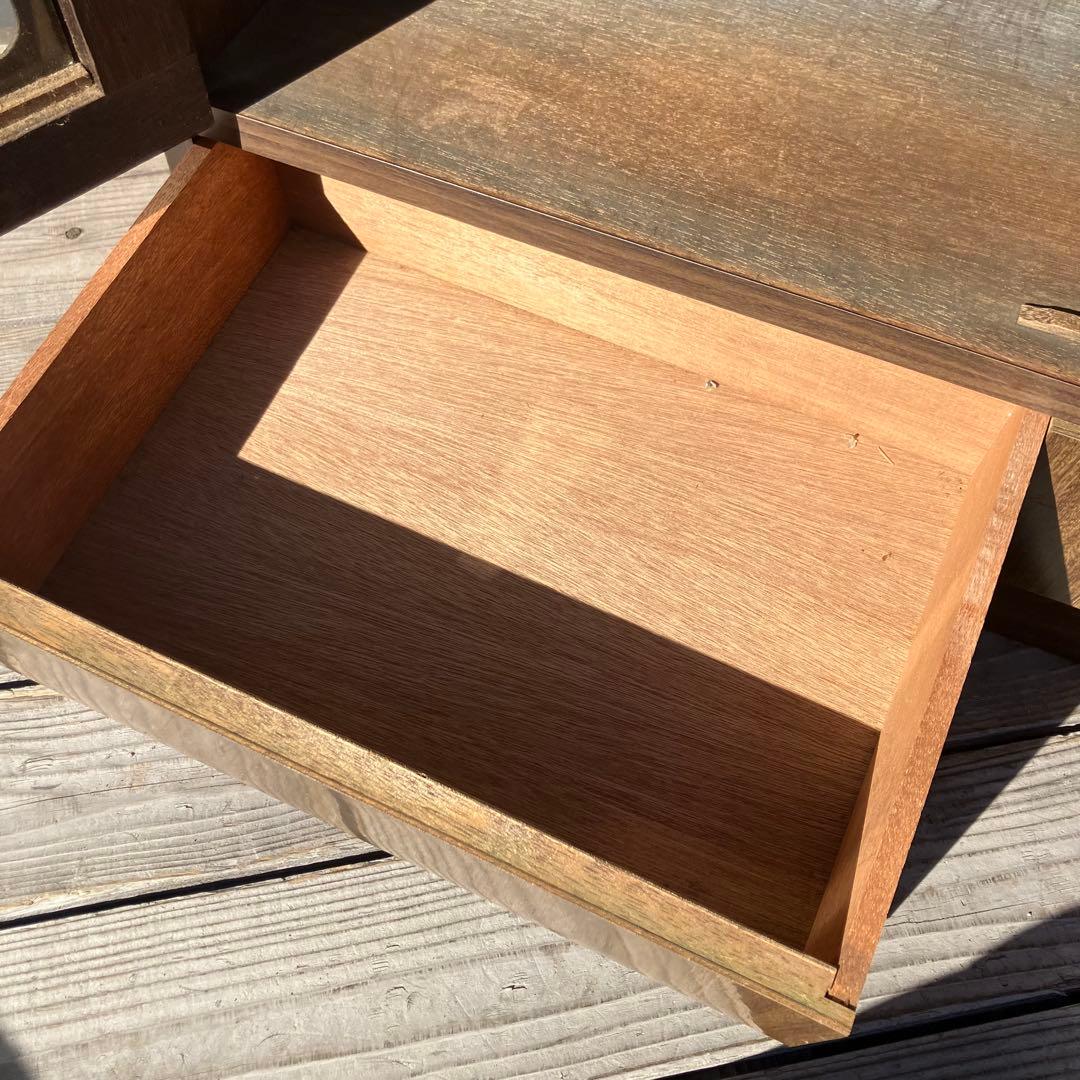 昭和レトロ 木製格子扉キャビネット 飾り棚 古家具 古道具 引き出し収納