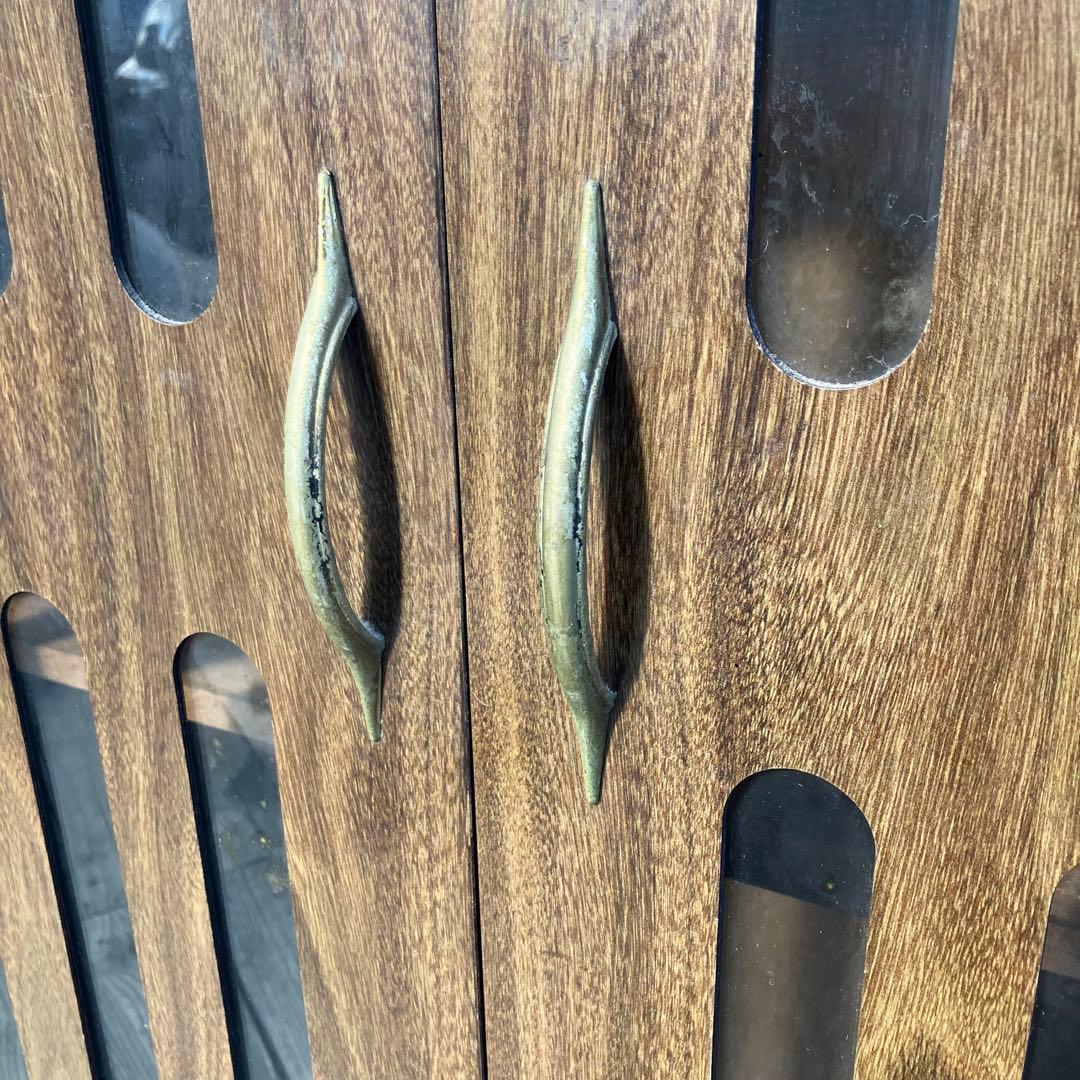 昭和レトロ 木製格子扉キャビネット 飾り棚 古家具 古道具 引き出し収納