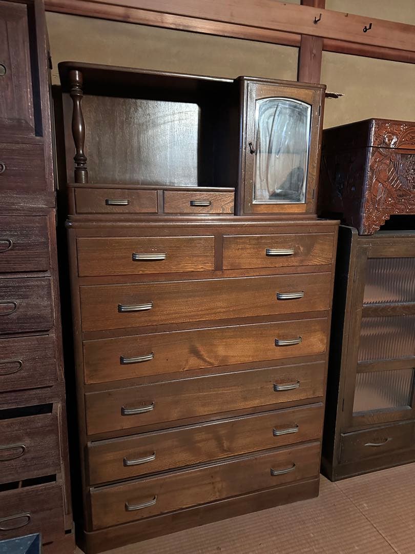 木製チェスト　アンティーク　ヴィンテージ　飾り棚　衣装タンス　箪笥　昭和レトロ