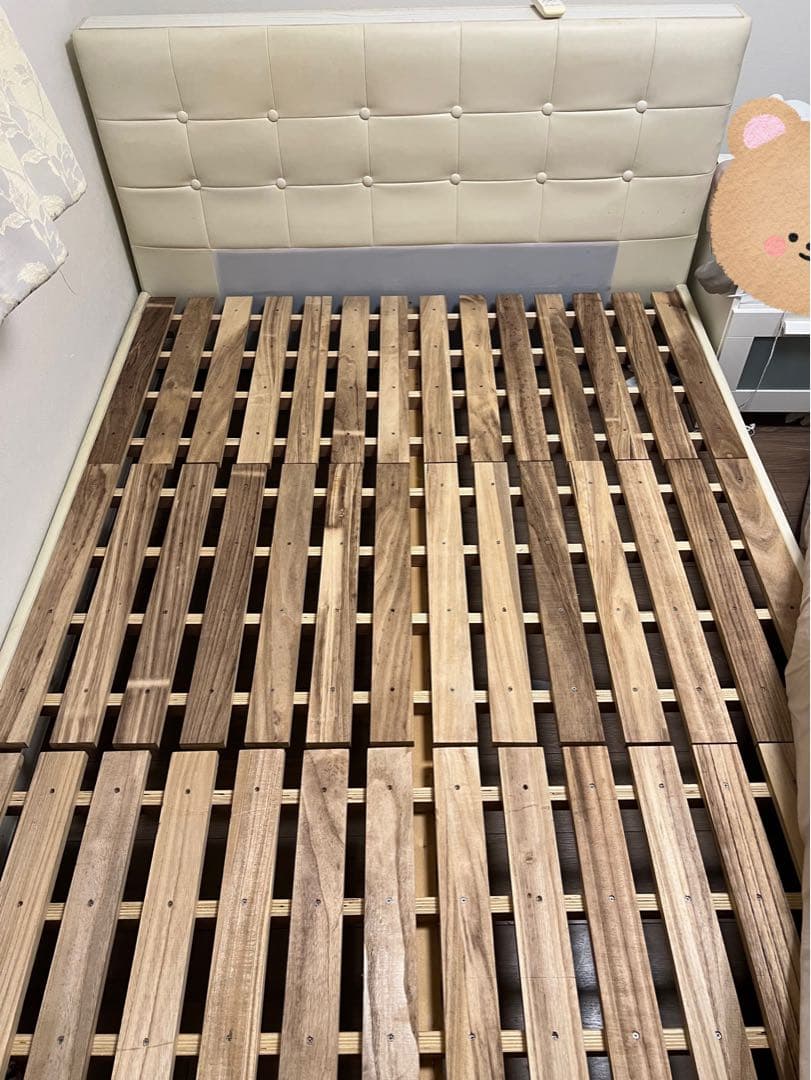 レザーキルティングベッド　フレーム　ダブル