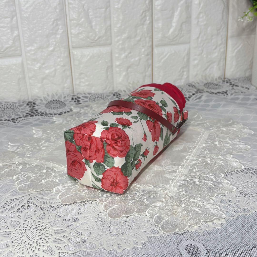 ペットボトルカバー　リバティカーラインローズ／レッド　ハンドメイド