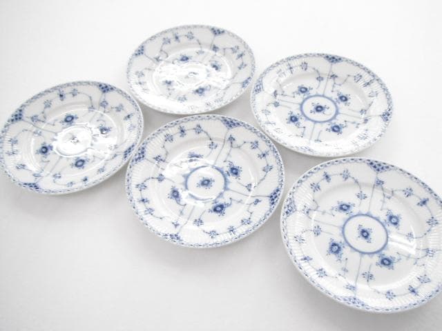 214/ロイヤルコペンハーゲン ブルーフルーテッド ハーフレース プレート 5枚